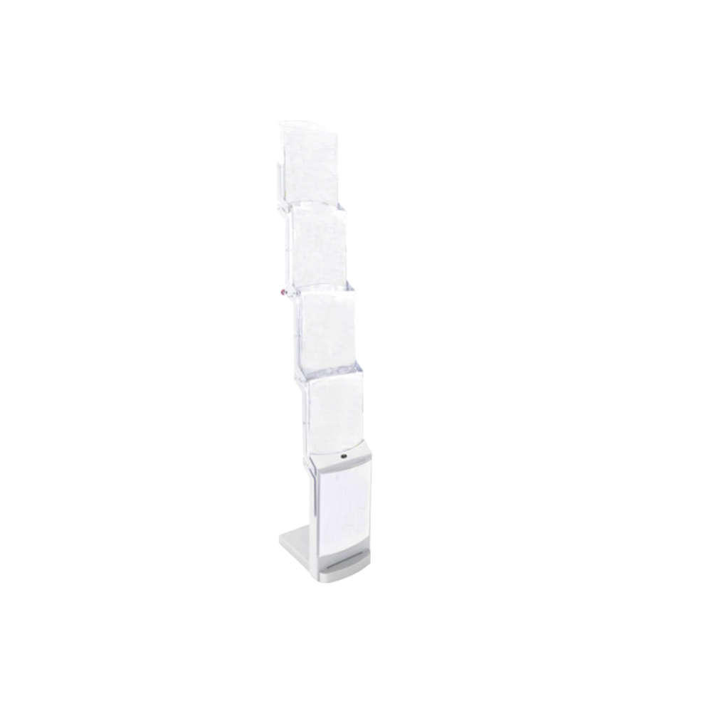 BROCHURE HOLDER with stand (4 containers) foldable - white base 