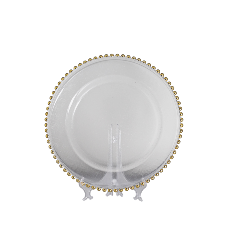 CHARGER Plate Glass Satin Gold Pearl 33 cm 