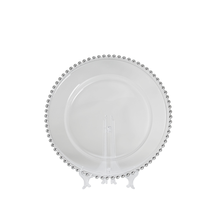 CHARGER Plate Glass Pearl Platinum 32 cm